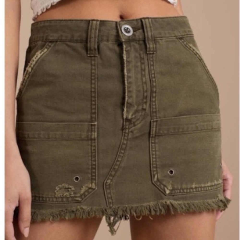 Free People Canvas Relaxed Distressed Mini Skirt